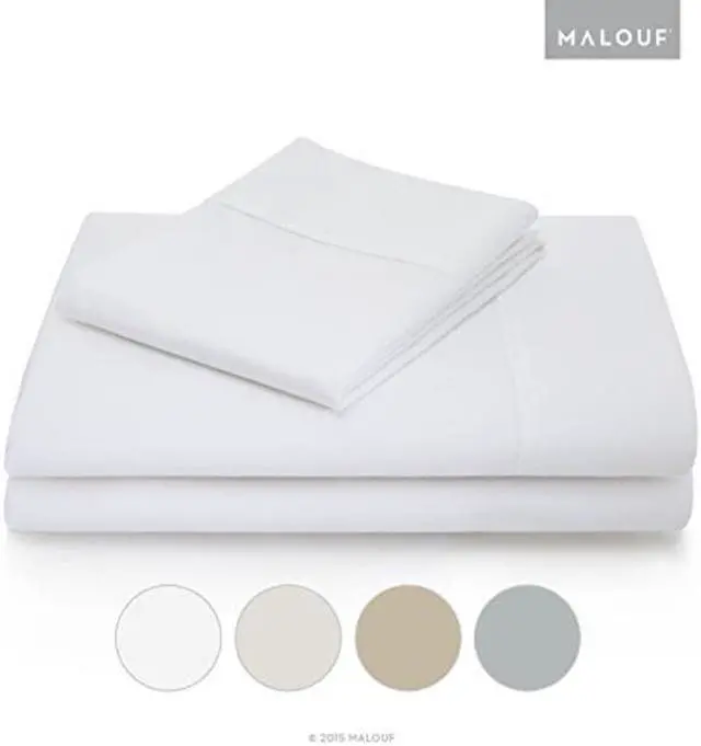 Main image of malouf woven 600 thread count luxurious feel soft cotton blend sheet set with deep pocket design  king  white
