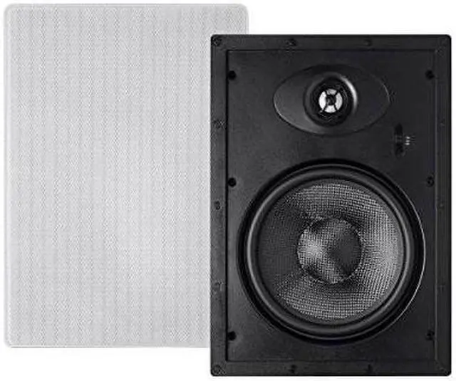 Alt view image 2 of 11 - Monoprice Alpha 2-Way Carbon Fiber In-Wall Speakers - 8 Inch (Pair) With Paintable Magnetic Grille