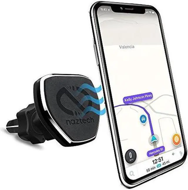 Main image of naztech magbuddy universal magnetic air vent car phone mount. fully adjustable holder for handsfree phone calls and gps use, for iphone x/8/8 plus, samsung s9/s9+/note 8/smartphones & more black