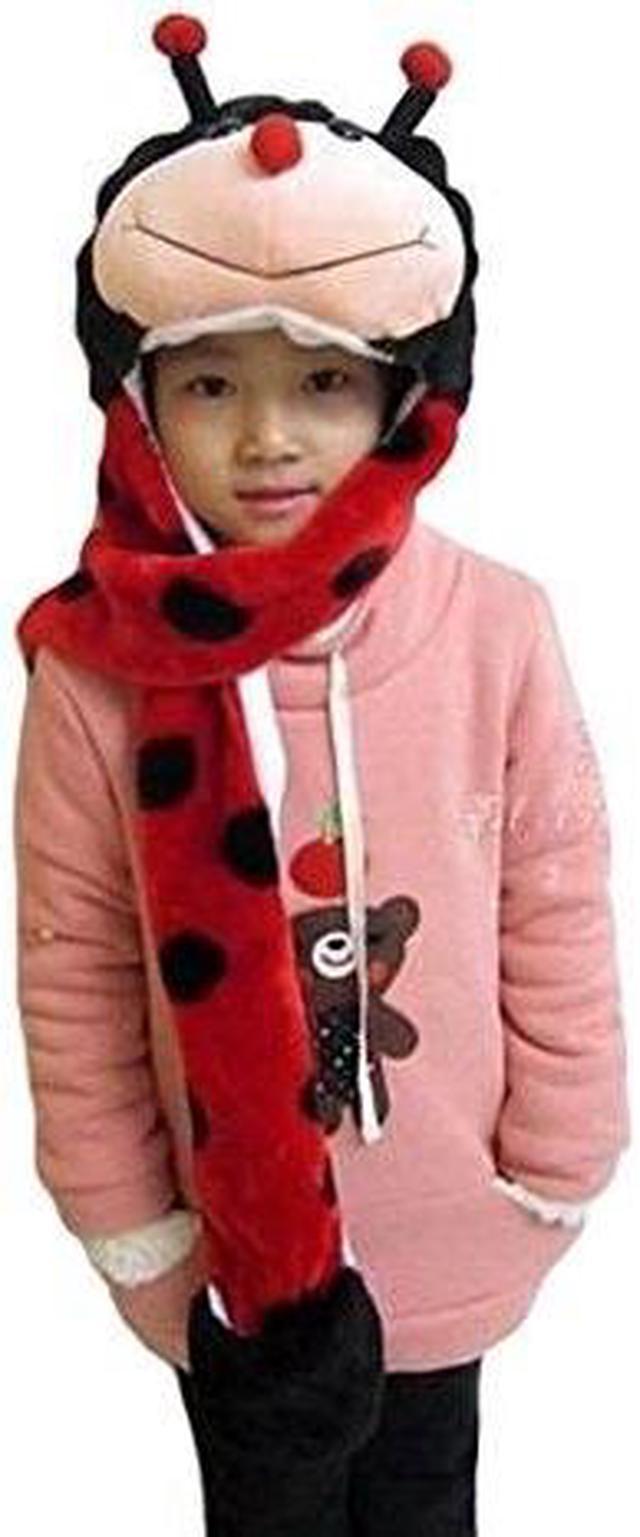 TONWHAR Cartoon Animal Hood Hoodie Hat with Attached Scarf and Mittens 