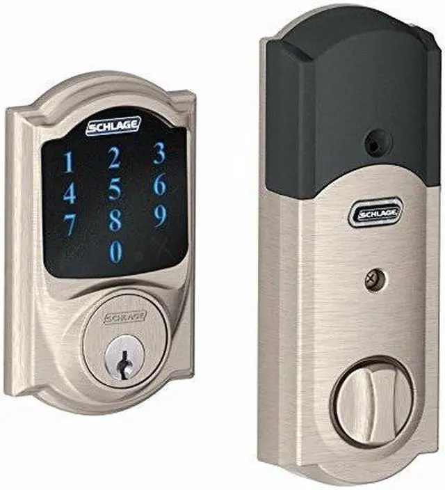 Alt view image 6 of 12 - Schlage Connect Z-Wave Deadbolt with Built-In Alarm, Camelot Style, Satin Nickel (BE469NX CAM 619)