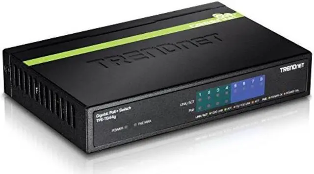 Alt view image 2 of 4 - TRENDnet 8-Port Gigabit GREENnet PoE+ Switch, 4 x Gigabit PoE/PoE+ Ports (Up to 30 Watts/Port), 4 x Gigabit Ports, 61 Watt Total Power Budget, 16 Gbps Switching Capacity, TPE-TG44G