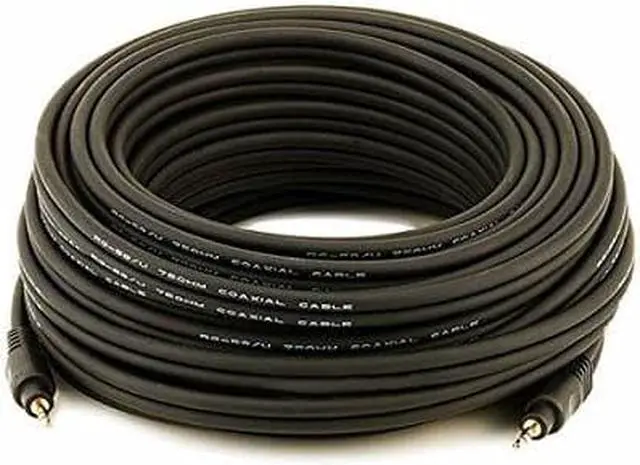 Alt view image 2 of 11 - Monoprice 50ft Premium 3.5mm Stereo Male to 3.5mm Stereo Male 22AWG Cable (Gold Plated) - Black