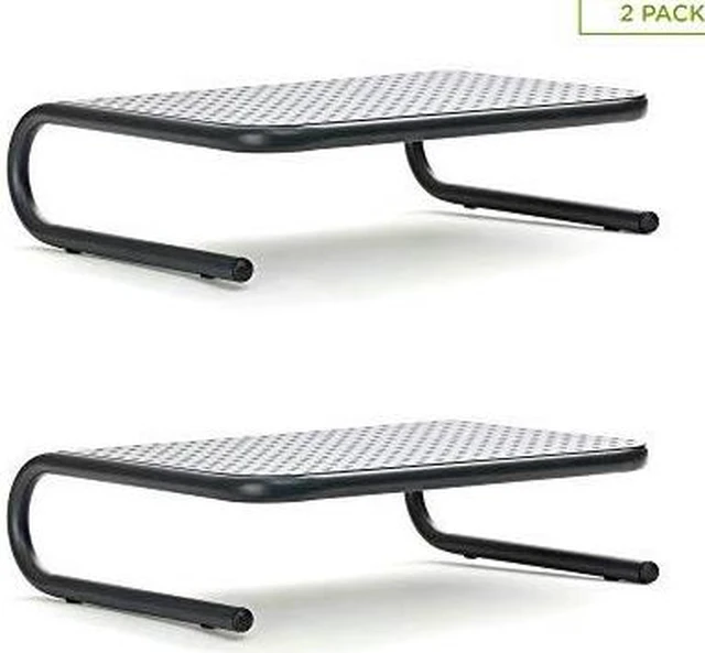 Main image of mind reader 2metmonstblk metal monitor stand, monitor riser for computer, laptop, desk, imac, 2pack, black