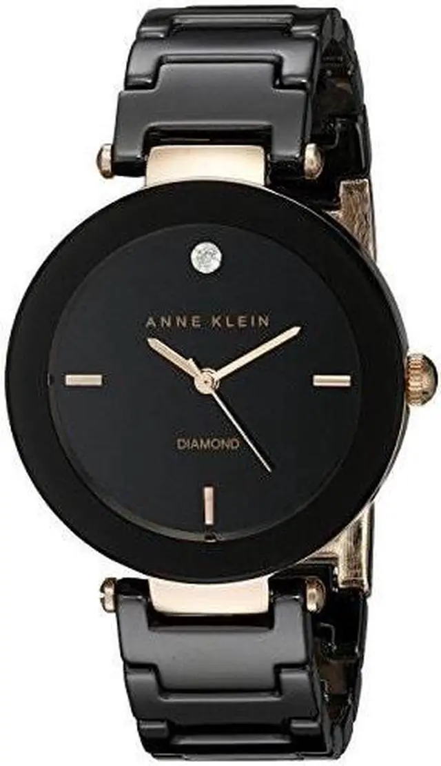 Alt view image 3 of 4 - Anne Klein Women's AK-1018RGBK Black Ceramic Quartz Watch with Black Dial