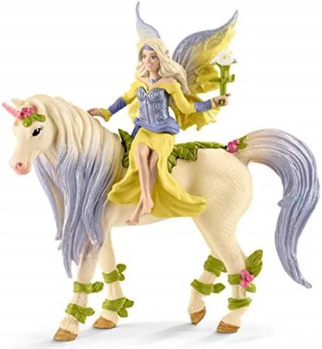 Main image of schleich 70565 fairy sera with blossom unicorn figurine toy, multicolor