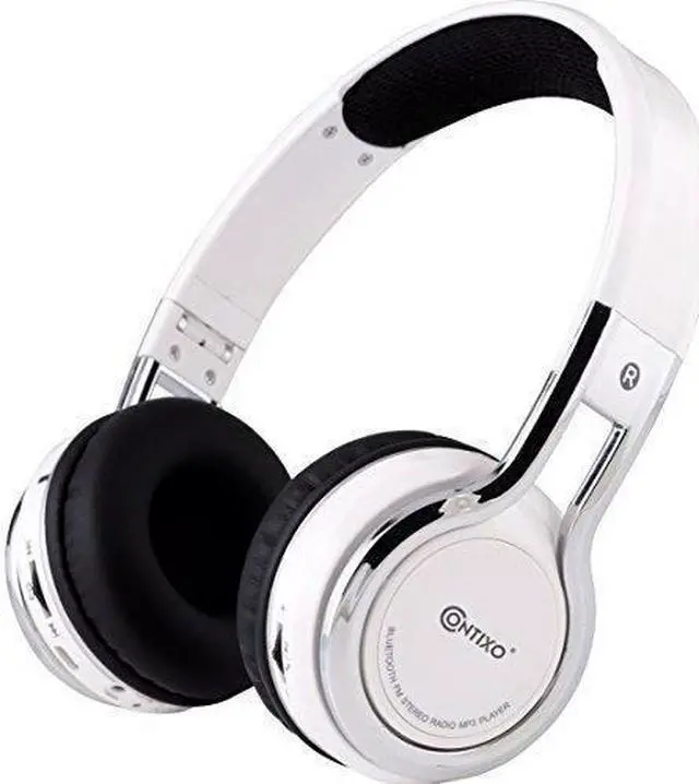 Alt view image 2 of 11 - Contixo KB-2600 Kid Safe 85dB Over The Ear Foldable Wireless Bluetooth Headphone with Volume Limiter, Built-in Micro Phone, Micro SD Card Music Player, FM Stereo Radio, White