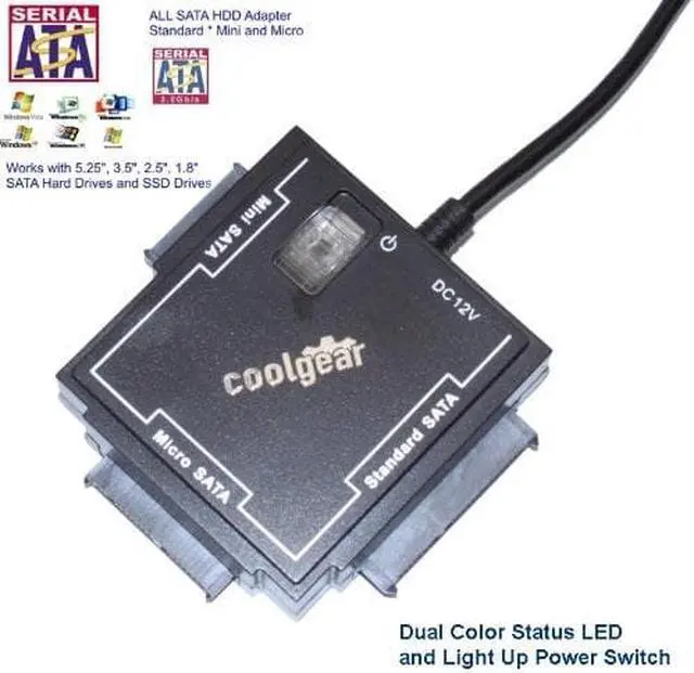 Alt view image 8 of 9 - CoolGear® Universal Sata Drive Adapter for all SATA Drives with Power Adapter