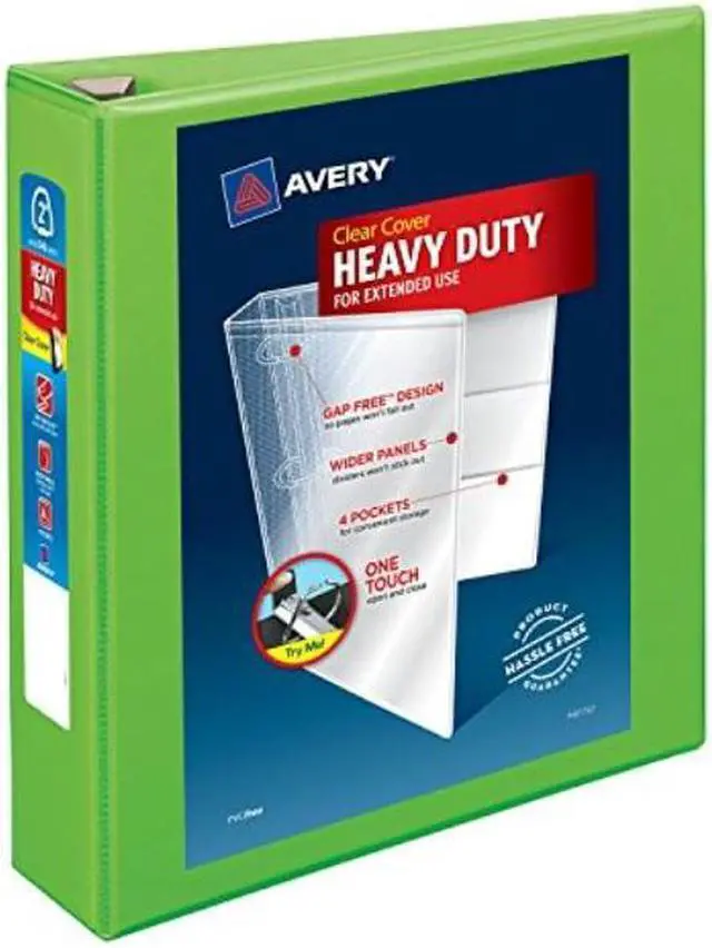 Alt view image 5 of 13 - Avery Heavy-Duty View Binder w/Locking EZD Rings 2" Cap Chartreuse 79776