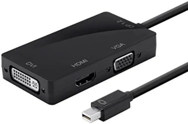 Alt view image 5 of 12 - Monoprice Mini DisplayPort 1.2a / Thunderbolt to 4K HDMI, DVI, and VGA Passive Adapter, Black (112799)