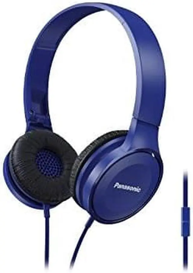 Alt view image 7 of 12 - Panasonic RP-HF100M-A Lightweight On-Ear Headphones with Microphone (Blue)