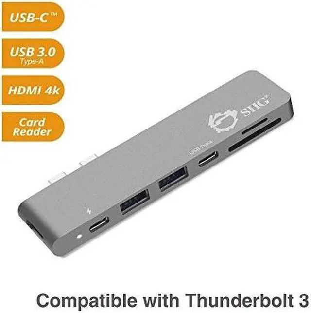 Alt view image 10 of 20 - SIIG Thunderbolt 3 USB-C Hub HDMI with Card Reader & PD Adapter - Space Gray