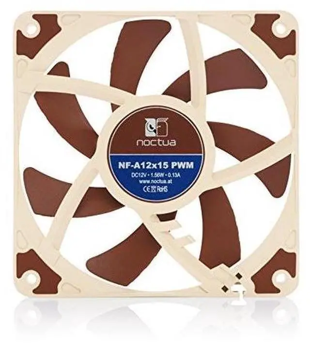 Alt view image 6 of 10 - Noctua NF-A12x15 PWM, Premium Quiet Slim Fan, 4-Pin (120x15mm, Brown)