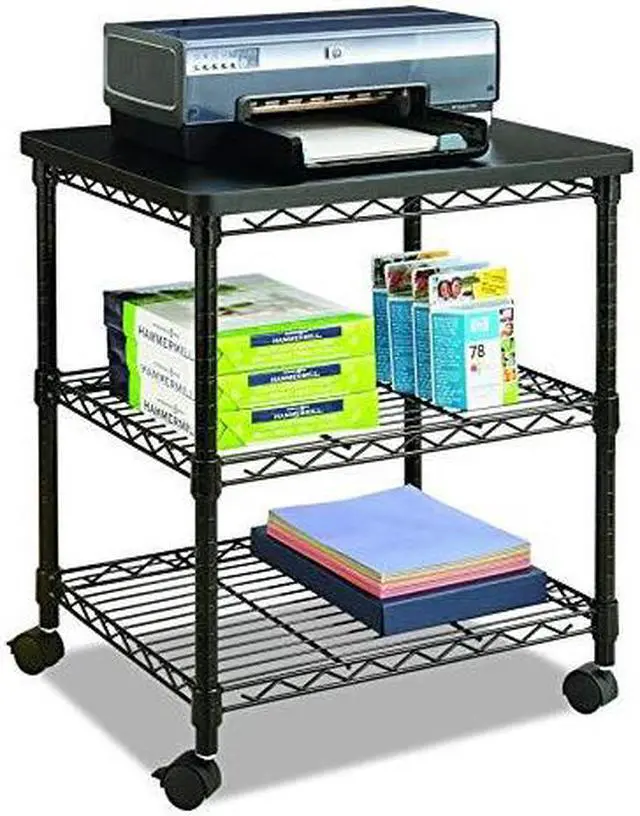 Alt view image 6 of 14 - Safco Desk Side Wire Machine Stand, Three-Shelf Desk Side Wire Machine Stand