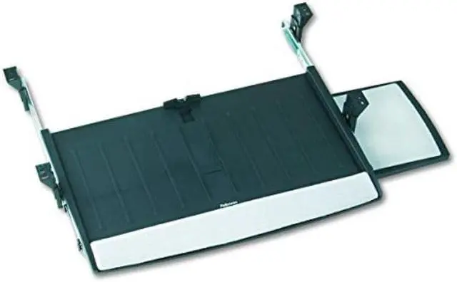 Alt view image 2 of 9 - Fellowes Deluxe Keyboard Drawer With Soft Touch Wrist Rest - 2.5-Inch  x 30.8-Inch  x 14-Inch  - Black, Silver