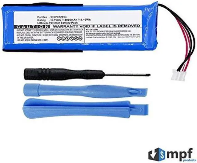 Alt view image 4 of 4 - 3000mAh GSP872693 Battery Replacement for JBL Flip 3 Splashproof Portable Bluetooth Speaker with Installation Tools
