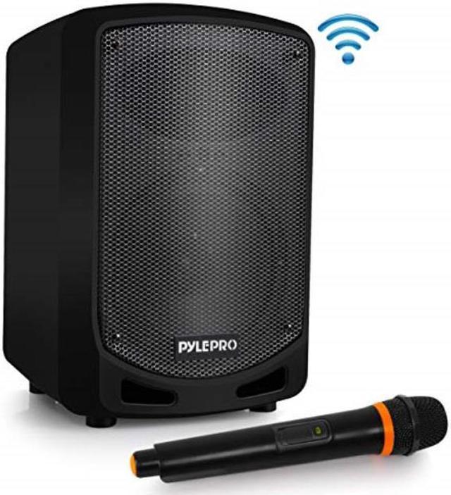 portable bluetooth pa speaker system indoor outdoor karaoke sound system w/wireless  mic, audio recording, rechargeable battery, usb/sd reader, stand mount party,  crowd control pyle 