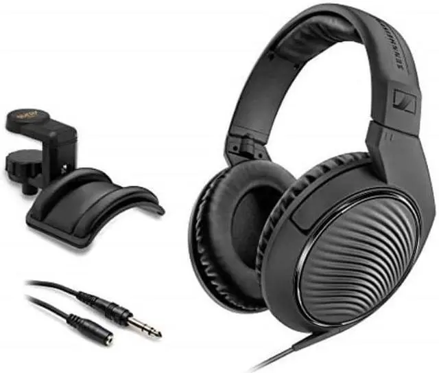 Main image of sennheiser hd 200 pro monitoring headphones with headphone holder & stereo 1/4" male headphone extension cable 10' bundle