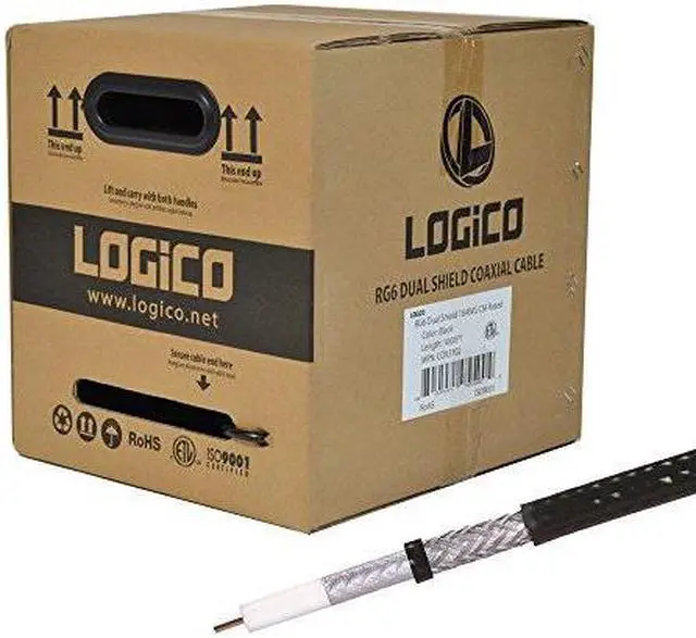 Alt view image 4 of 5 - RG6 Coaxial Cable CCS 18AWG Dual Shield Coax 1000ft TV Antenna Satellite Black