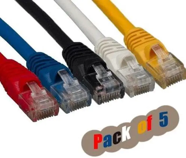 Alt view image 5 of 5 - iMBAPrice® Mixed Colors - RJ45 Cat6 Snagless Ethernet Patch Cable MULTI COLOR 7 feet (5 Pack)