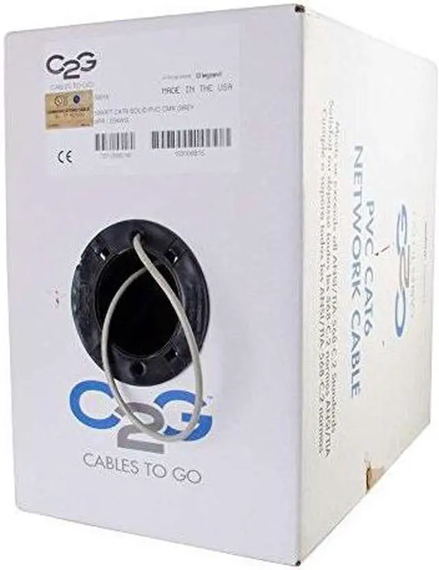 Alt view image 4 of 15 - C2G 1000FT Cat6 Bulk Unshielded Ethernet Network Cable w/ Solid Conductors, Gray