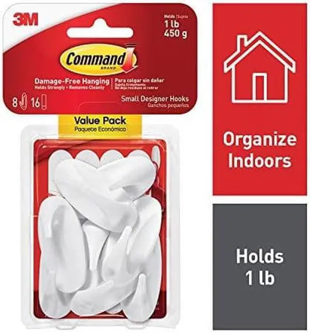 Main image of command designer hooks, small, white, 8hooks 170828es