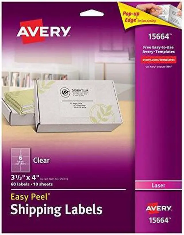 Alt view image 6 of 13 - Easy Peel Mailing Labels For Laser Printers, 3-1/2 X 4, Clear, 60/Pack