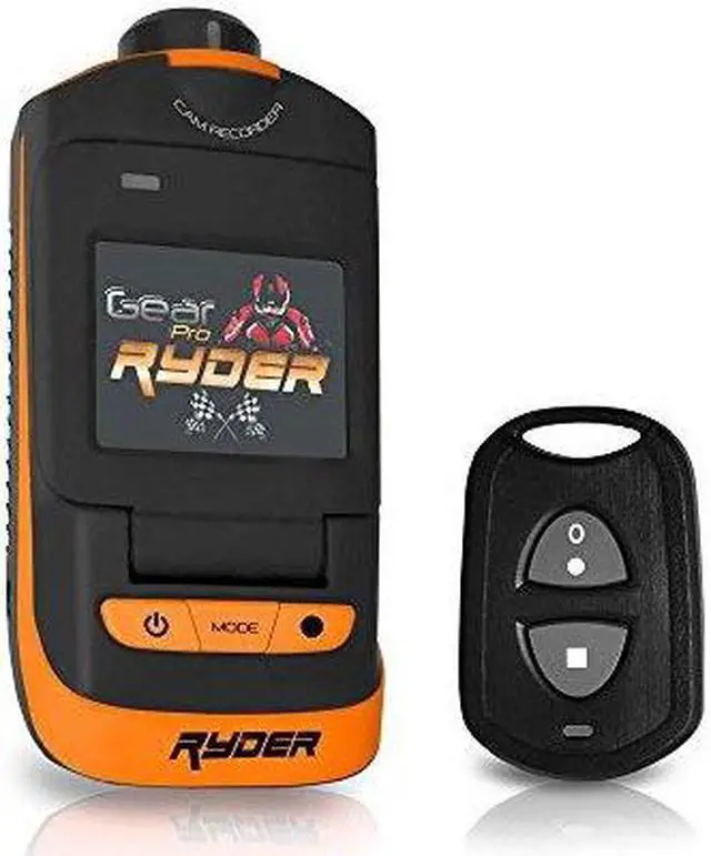 Main image of ryder sports hd action camera  1080p mini camcorder 16 mp anti shaking cam 1.5" screen usb sd card hdmi battery  waterproof case usb cable remote handlebar helmet mount  gearpro gdv785or orange
