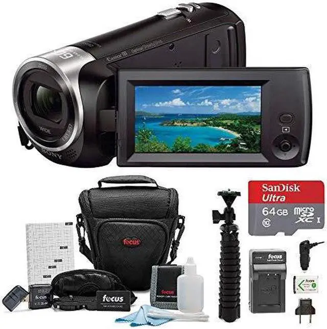 Alt view image 7 of 15 - Sony CX405 Handycam 1080p Camcorder with 64GB SD Card and Battery Pack Bundle