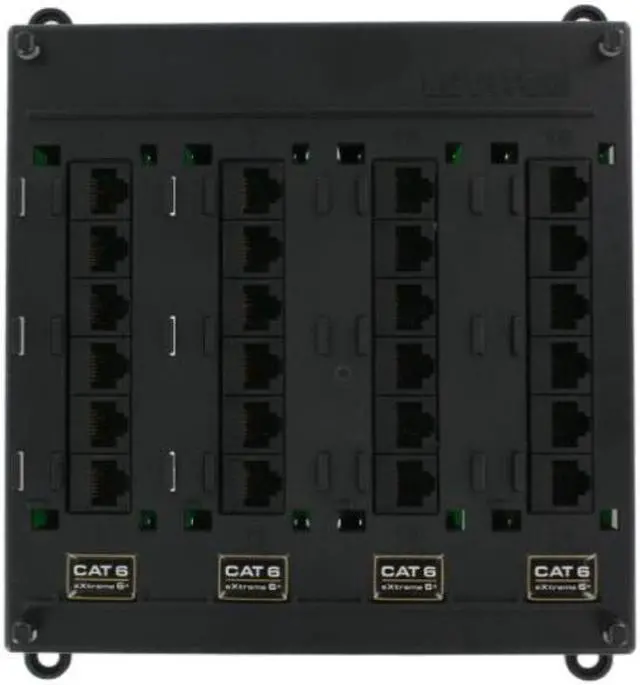 Main image of leviton 476tm624 twist and mount patch panel, 24 cat 6 ports