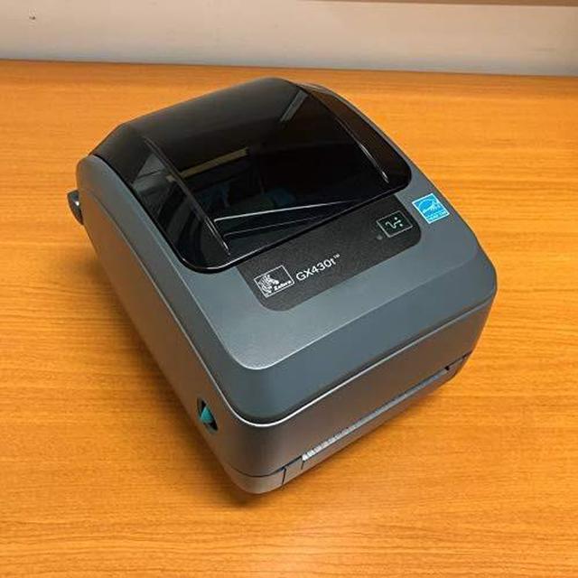 zebra gx430t thermal transfer desktop printer for labels, receipts, barcodes,  tags, and wrist bands print width of in usb, serial, and parallel port  connectivity