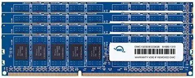 Alt view image 2 of 10 - OWC 32GB (4x 8GB) DDR3 PC-10600 1333MHz SDRAM ECC For Mac Pro 'Nehalem' and 'Westmere' Models. 'May Not be Mixed With other Modules'Model OWC1333D3X8M32K