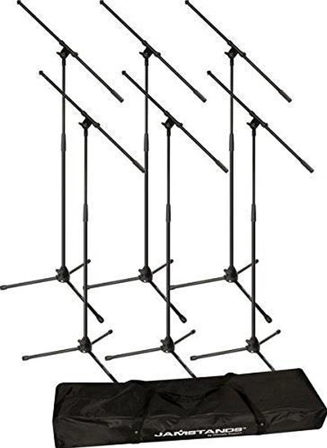 Alt view image 11 of 20 - Ultimate Support JS-MCFB6PK | 6-Pack Tripod Mic Stands with Boom Arms | Includes Carry Bag