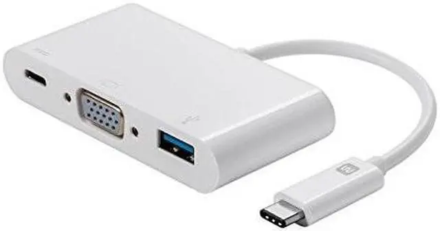 Alt view image 4 of 13 - Monoprice USB-C VGA Multiport Adapter - White, With USB 3.0 Connectivity & Mirror Display Resolutions Up To 1080p @ 60hz - Select Series
