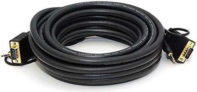 Alt view image 2 of 12 - Monoprice Super VGA Cable - 25 Feet - HD15 Male/Male with Stereo Audio and Triple Shielding (Gold Plated)
