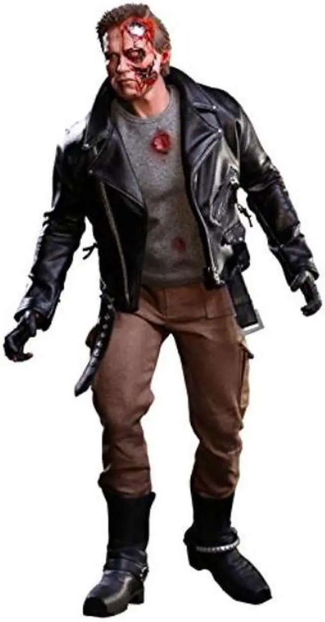 Alt view image 9 of 14 - Terminator T-800 Battle Damaged Version Hot Toys Movie 1/6 Scale Figure