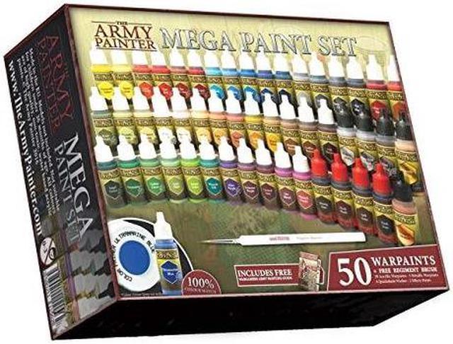 the army painter miniature painting kit with bonus wargamer regiment  miniature paint brush acrylic model paint set with 50 bottles of non toxic  model