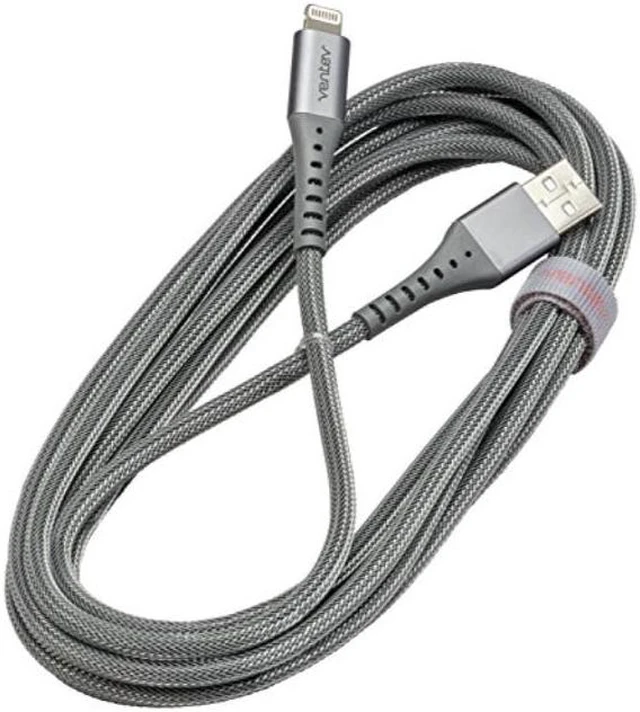 Alt view image 2 of 15 - Ventev Charge/Sync Alloy Lightning Cable 10ft Steel Gray Charge/Sync Cables