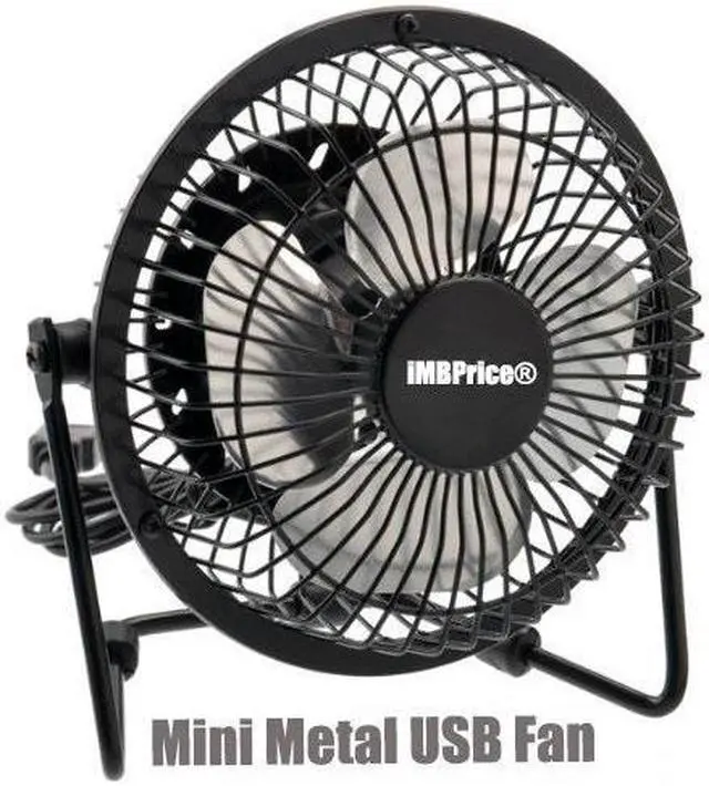Alt view image 5 of 5 - iMBAPrice Classic Hi Speed 4" USB Mini Desktop Metal Fan with ON/Off Switch for PC/Laptop (Black)