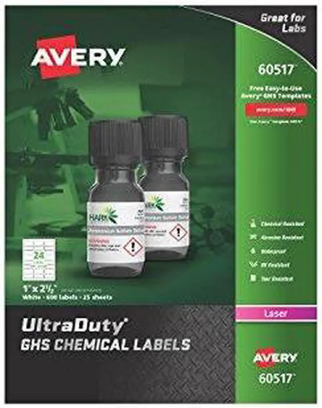 Alt view image 3 of 14 - Avery AVE60517 LABELS,GHS,24UP,LSR,WE, COLOR: WHITE - 60517