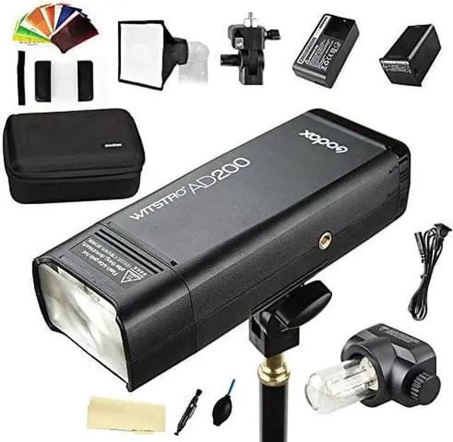 Main image of godox ad200 200ws 2.4g ttl 1/8000 hss strobe flash strobe speedlite monolight with 2900mah lithium battery to cover 500 full power shots and recycle in 0.012.1 sec