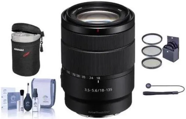 Alt view image 2 of 2 - sony 18-135mm f/3.5-5.6 oss e-mount lens - bundle with 55mm filter kit, lens case, cleaning kit, capleash ii