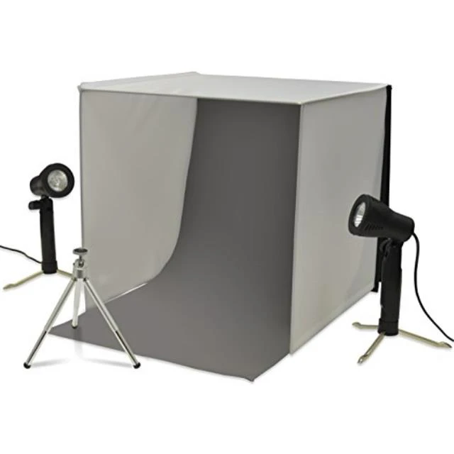 Alt view image 12 of 12 - Xit Portable Light Box Photo Studio with 2 Backgrounds, 2 Lights, Tripod & Carrying Case