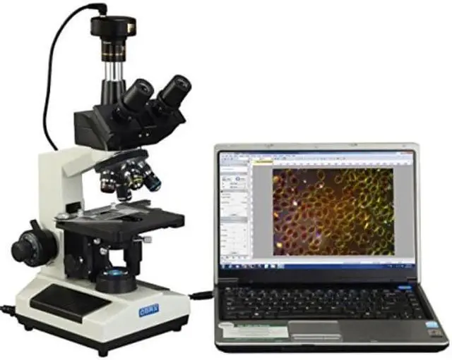Main image of omax 40x2500x brighter darkfield led trinocular compound microscope with 9mp digital camera