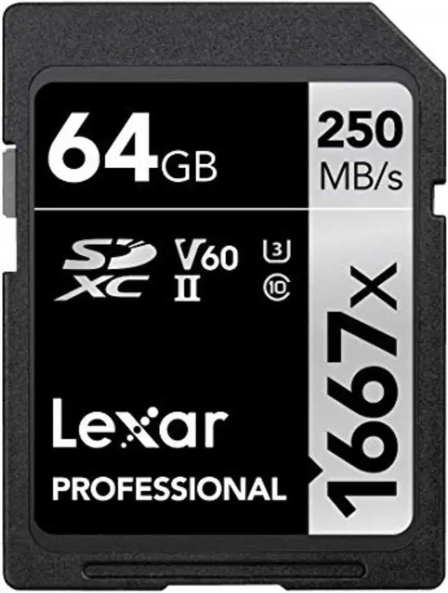 Alt view image 2 of 10 - Lexar Professional 1667x 64GB SDXC UHS-II/U3 Memory Card #LSD64GCBNA1667