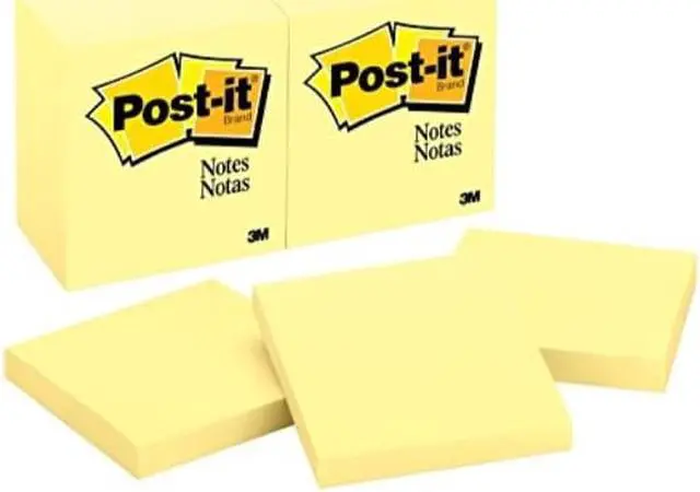 Alt view image 6 of 17 - 3M 654YW Original Notes  3 x 3  Canary Yellow  12 100-Sheet Pads Pack