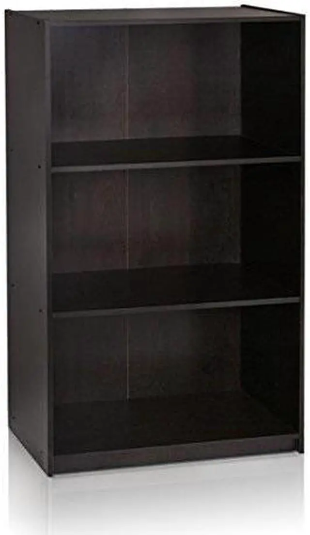 Alt view image 6 of 12 - Furinno Espresso 99736EX Basic 3-Tier Bookcase Storage Shelves