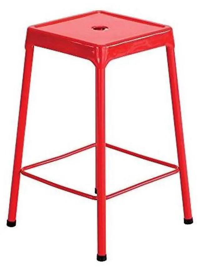 Alt view image 2 of 3 - Safco 6604RD Steel GuestBistro Stool - Backless - Supports Up to 250 lb - 18" Seat Height - Red Seat, Red Base