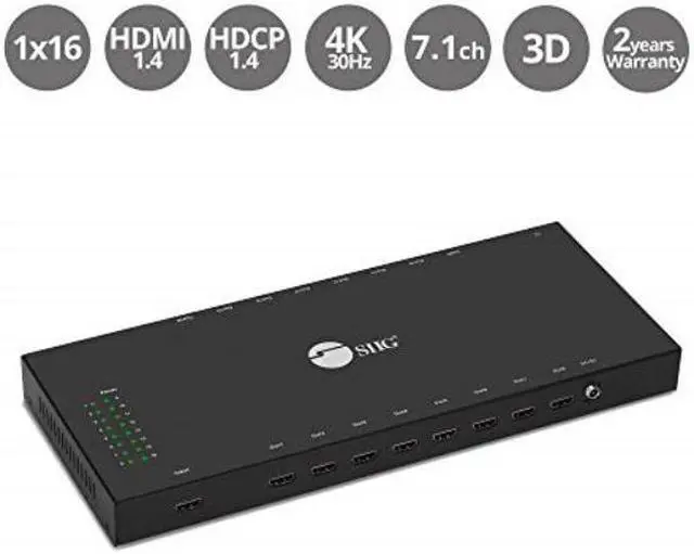 Main image of siig 1x16 hdmi splitter  4k x 2k @30hz & 1080p, hdmi 1.4 deep color, 3d, plug & play, auto edid, 16port hdmi splitter 4k  ceh24q11s1