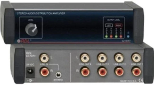 Alt view image 4 of 9 - EZ Series Stereo Audio Distribution Amplifier 1 x 4